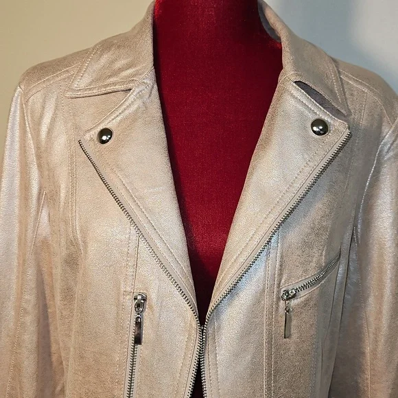 Metallic Cream Women's Jacket Size 10 - Picture 2 of 10